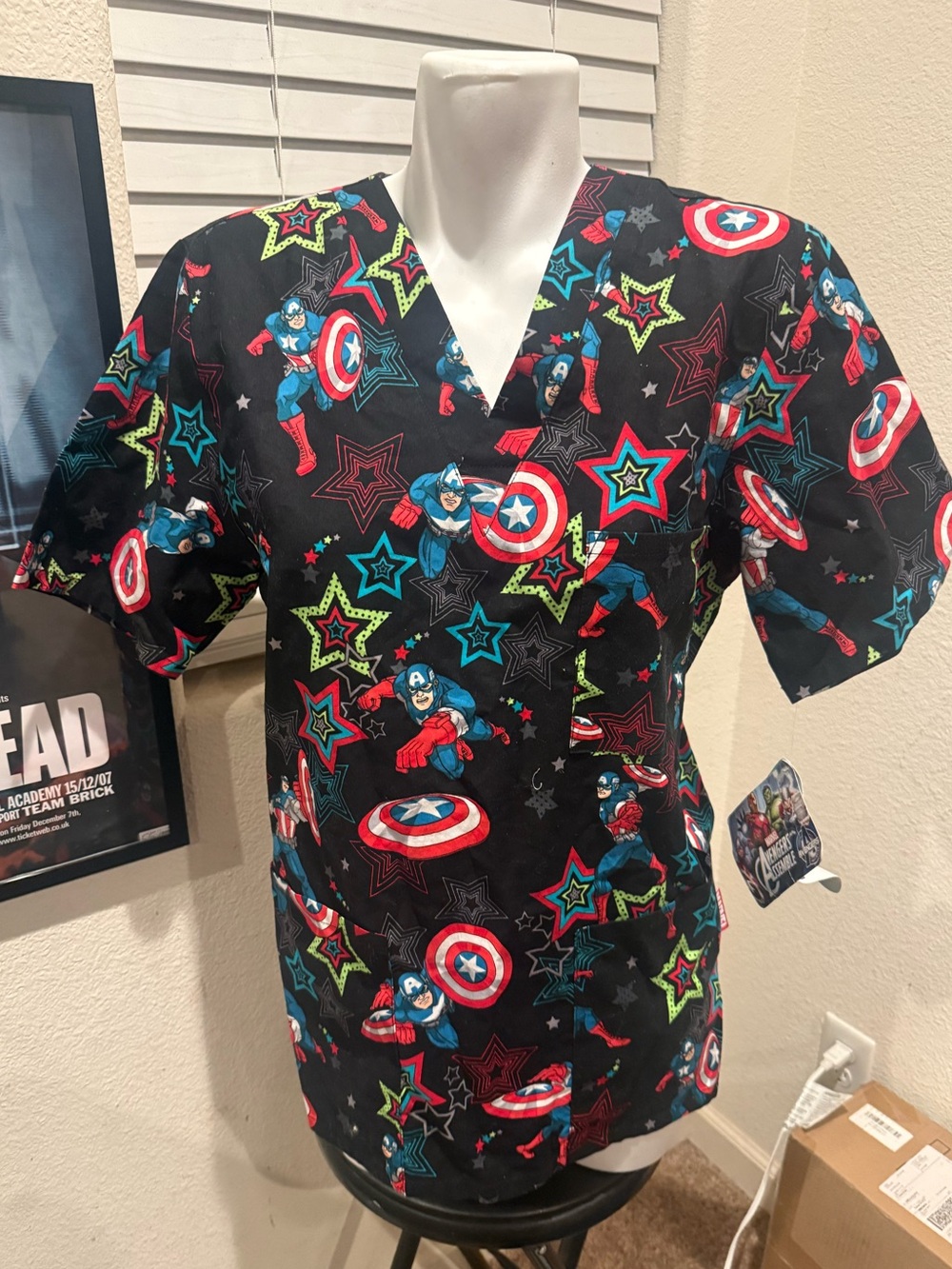 Marvel Avengers V-neck scrub top